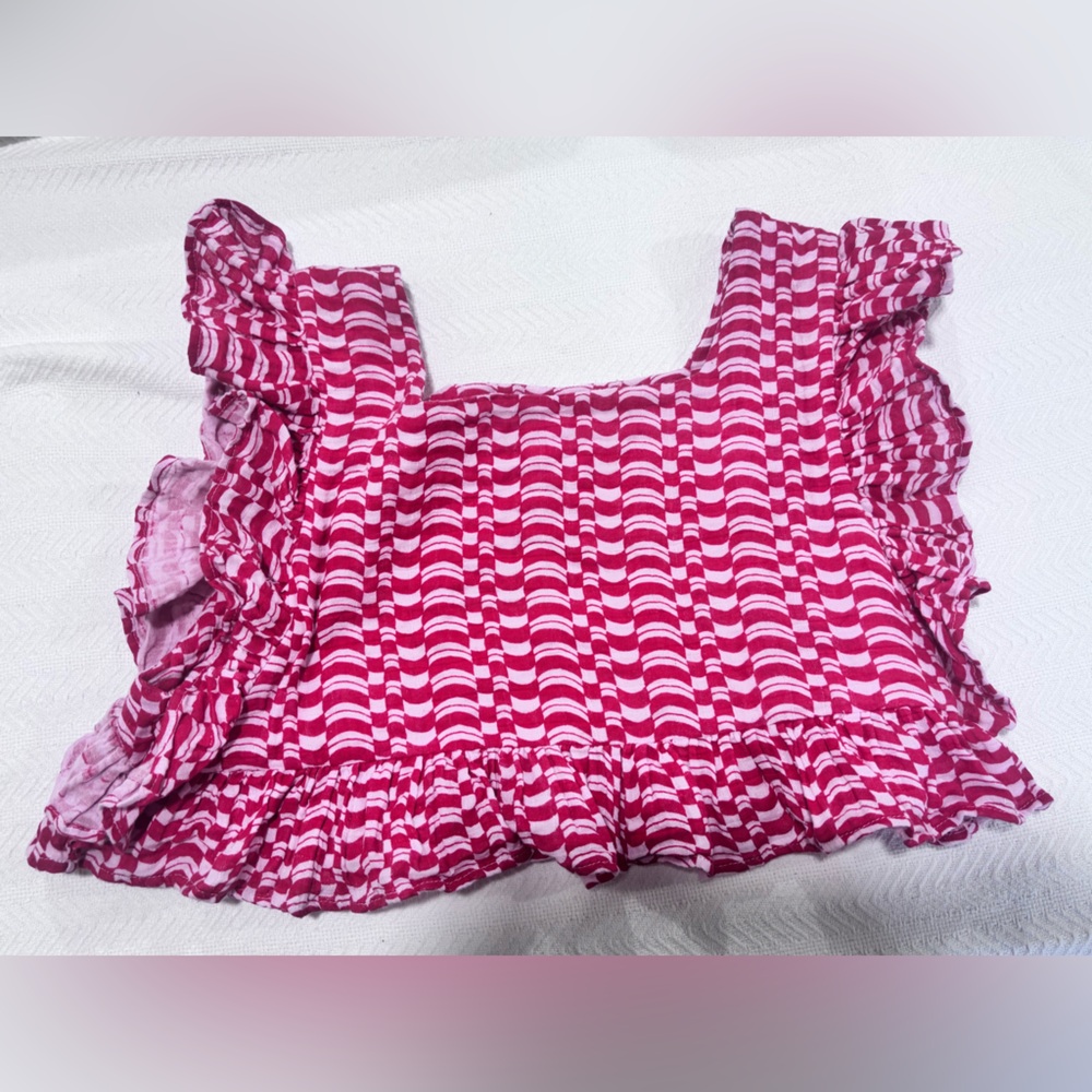 Charming Red and White Kids Ruffle Blouse - Picture 2 of 10
